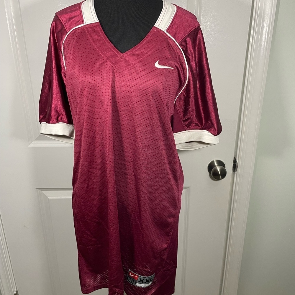 Nike Burgundy and White Athletic Jersey Dress Size XXL CB-BB